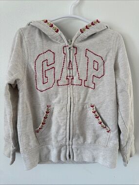 GAP Light Gray Hoodie with Pink Embroidered Logo